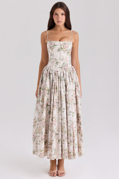 Cream Floral Print Sundress