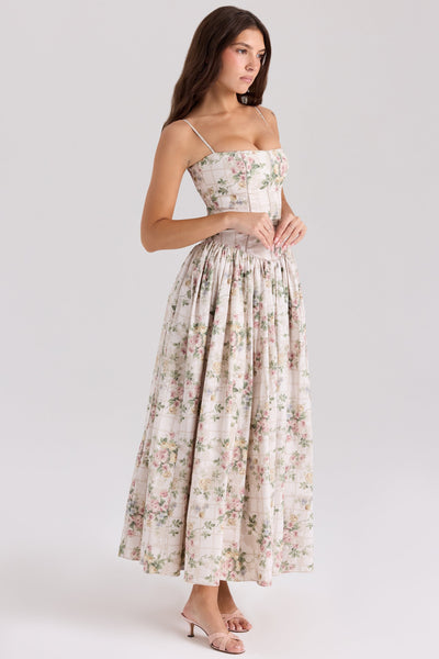 Cream Floral Print Sundress