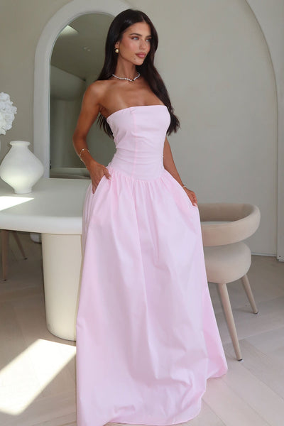 Theresa Strapless Maxi Dress - Baby Pink